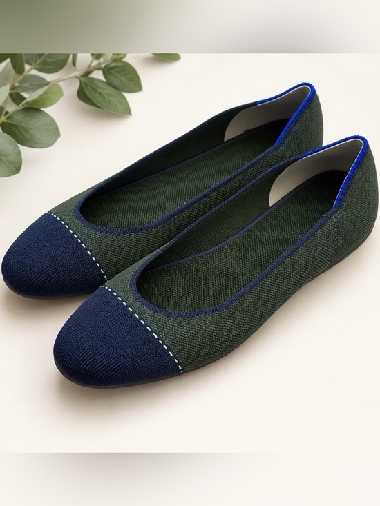 Rothy's Shoes - Rothy’s The Flat Highland Captoe Olive Navy Women’s Size 10